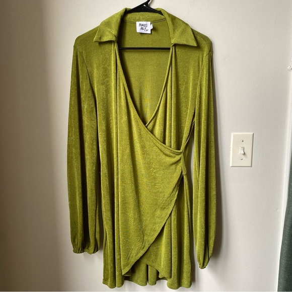 Princess Polly Moss Green Wrap Dress size US 2 - Picture 1 of 5